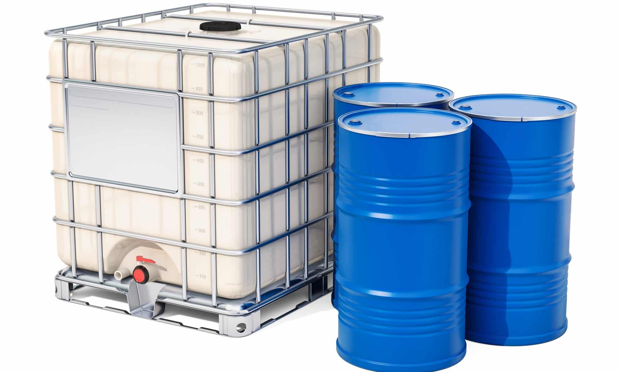 Bulk sustainable industrial liquids in IBC containers and 205 litre drums